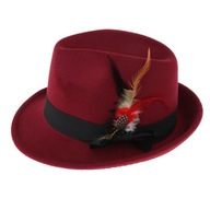 Męski damski filcowy kapelusz Fedora Vintage Panama Trilby Wine red