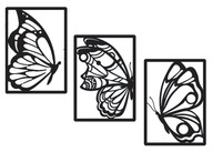OBRAZ AŻUROWY DEKORACJA ŚCIENNA 3D motyle w ramce XL panel tryptyk 135x70cm