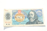 Stary banknot 20 koron Czechosłowacja 1988 antyk