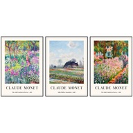 Zestaw 3 plakatów 29,7x21 A4 Claude Monet reprodukcja malowany sztuka BOHO