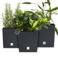 VIRÁGTARTÓ KASPÓ TERASZRA KERTBE RATTAN 3 DB-OS