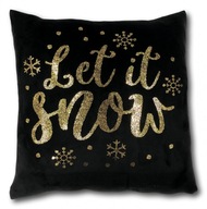 Párnahuzat Fekete-Arany Let It Snow Velúrszerű