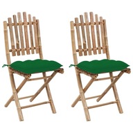 Skladacie záhradné stoličky s vankúšmi 2 ks bambusové