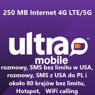 Karta SIM Ultra Mobile USA, Kanada/Meksyk 250 MB USA, rozmowy PL, 30 dni