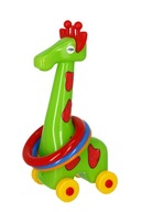 Vzdelávacia hračka - žirafa na kolieskach - triedič s obručami