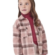 Koszula Mayoral 4198 dziewczęca flanela bawełna kratka różowa r. 128