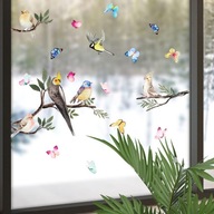 Nálepky na Okno Sklo Obojstranné Dekorácie Vtáky Motýle 3 listy