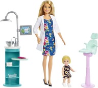 Lalka Barbie Mattel Kariera Dentystka z pacjentką i akcesoriami FXP16