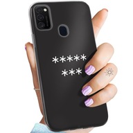 Zadný Kryt Hello Case pre SAMSUNG GALAXY M21 PUZDRO S POTLAČOU VZORY antracitové písmená a číslice vlny