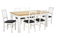 Drewniany stół dębowy 90x170/250 cm 6 krzeseł