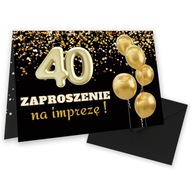 Zaproszenia na 40 Urodziny Złota 40 / Koperta Czarna WB_24