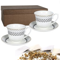 Filiżanki porcelanowe ze spodkiem 2 szt. komplet filiżanek do herbaty kawy