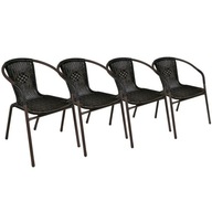 Sada 4 x záhradné stoličky Garth ratanové - čierne s hnedou štruktúrou