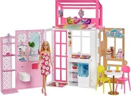 Domek dla lalek Mattel Barbie kompaktowy HCD48 + lalka + akcesoria
