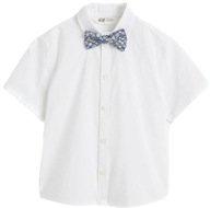 H&M biała koszula krótki rękaw galowa z muchą 104