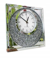 Zegar glamour nowoczesny wiszący srebrny na ścianę
