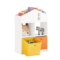 Regal zabawki Półka na książki dla dzieci 2 pojemniki do biura KMB49-W