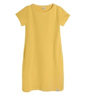 COOL CLUB Sukienka krótki rękaw kieszenie żółta r. 158