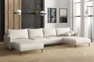 Duży narożnik kanapa sofa rozkładany LAMBI U nóżki styl skandynawski