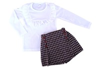 Elegancki komplet: bluzka i spódnico-spodenki, strój galowy 98