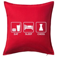 EAT SLEEP CHESS poduszka 50x50 prezent