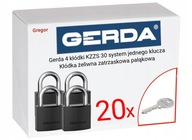 .20 Kľúče. Gerda 4 visiace zámky KZZS 30 systém jedného kľúča + 20 kľúčov