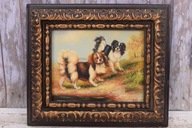 Dva roztomilé psy - Pes - Olejomaľba - Zlatý rám