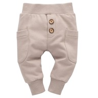 Spodnie niemowlęce beżowe z bawełny organicznej 68