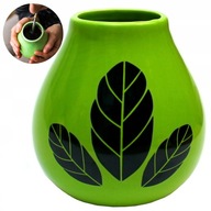 KUBEK DO YERBA MATE MATERO Zielony Ceramiczne naczynie do yerby 350ml Hoja