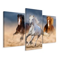 Obraz Triptych kone v Galope 3D púšť 150x100