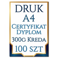 DYPLOM CERTYFIKAT 100 szt DRUK A4 Kreda 300g