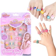 SADA PRSTEŇOV PRE DETI DIEVČENSKÉ ŠPERKY 30 KUSOV PRSTEŇOV