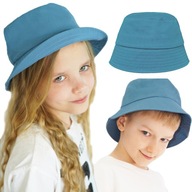 Ciemny niebieski kapelusz dziecięcy Bucket hat gładka czapka lato 48-50