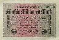 Niemcy BANKNOT 50 Milionów Marek 1923 SZARY PAPIER