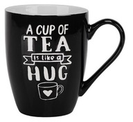 Kubek porcelanowy Morning Tea czarny A CUP OF TEA IS LIKE A HUG 340ml