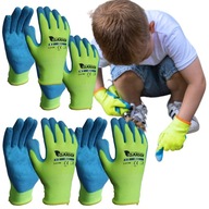 4 pary rękawice ogrodowe robocze powlekane r. 4 i 5 dziecięce dla dziecka