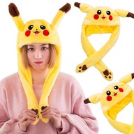 CZAPKA PIKACHU ŚWIECĄCA POKEMON Z RUCHOMYMI USZAMI I ŁAPKAMI PUCHATA