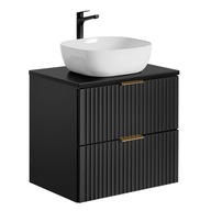 Nowoczesna Czarna Szafka z Umywalką 60 cm Ryflowana Loft ADEL BLACK Comad