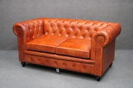 Sofa SKÓRZANA Pikowana Skóra CHESTERFIELD Koniak