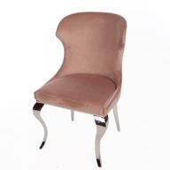 Ružová velúrová stolička Chrómovaná oceľ Glamour