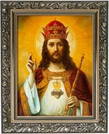 OBRAZ 50x40 JEŽIŠ KRISTUS kráľ zlatý rám