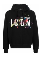 DSQUARED2 męska bluza z kapturem ICON SPLATTER HOODIE BLACK roz. L