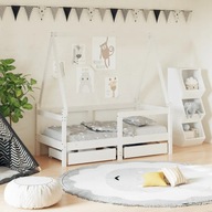 Rám detskej postele so zásuvkami biely 70x140 cm borovicový