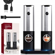 Elektrický mlynček E-grinder set strieborný/sivý