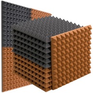6× Akustická odhlučnená podložka Bitmat Pyramída 50 x 50 x 5 cm sivá + 6× Akustická odhlučňovacia podložka kliny 50 x 50 x 5 cm