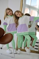 Pastelowy komplet bluza z kapturem + legginsy Qba Kids 122