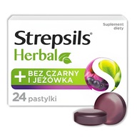 Strepsils Herbal, smak czarnego bzu i jeżówki, bez cukru, 24 szt.