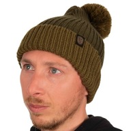 Ciepła Wędkarska Czapka Zimowa Fox Bobble Hat Heavy Knit Olive Oliwkowa