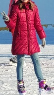 Kurtka zimowa płaszczyk ocieplana kaptur 140 cm