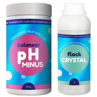 BALANCER pH MINUS + FLOCK CRYSTAL KOAGULANT Fast Blue Professional